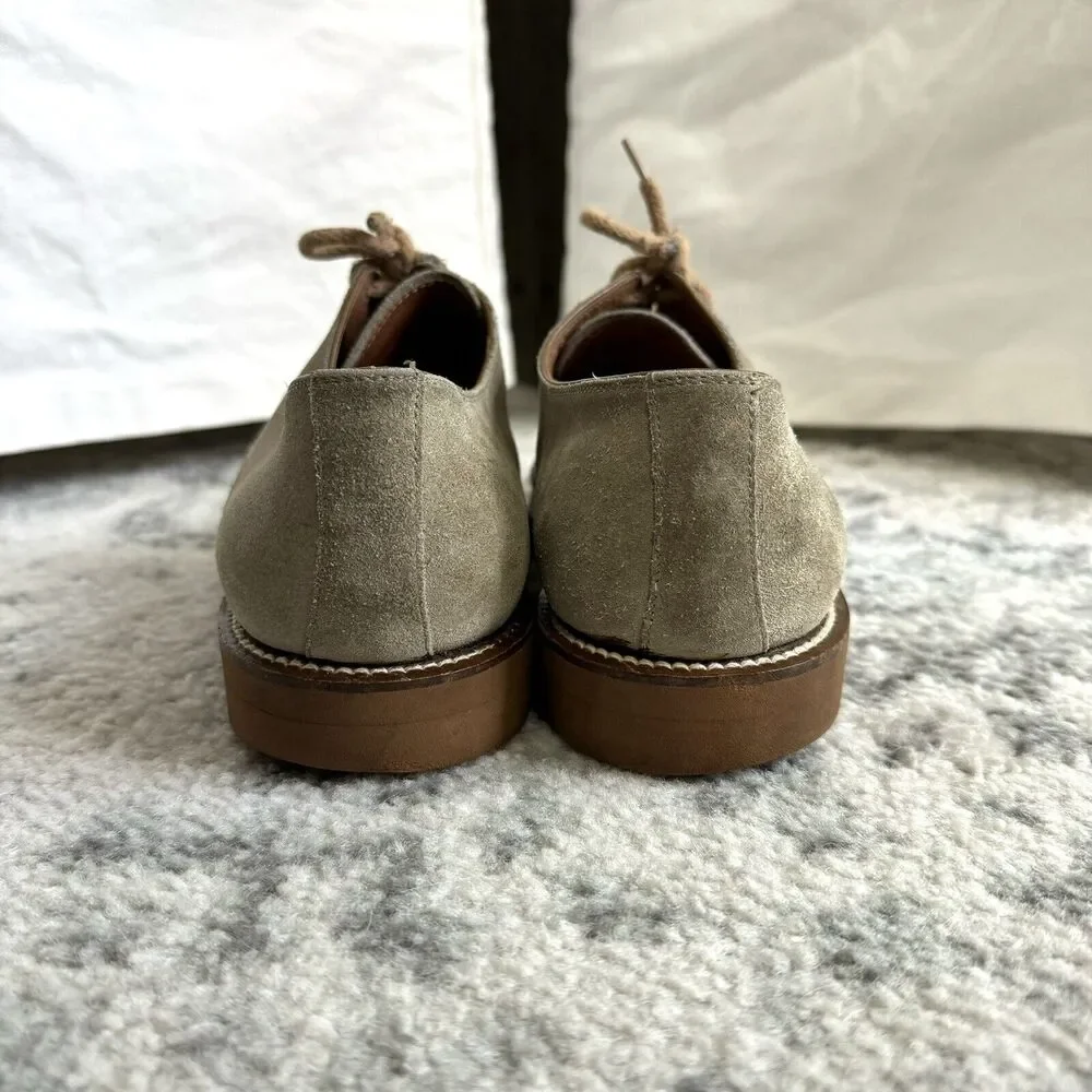 Franceschetti Tan Suede Leather Oxford Shoes 44 Handmade For Barneys NY Brown
